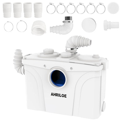 900W Macerator Pump with 2 Outlets/5 Inlets, 1.2HP Sewage System for Toilet