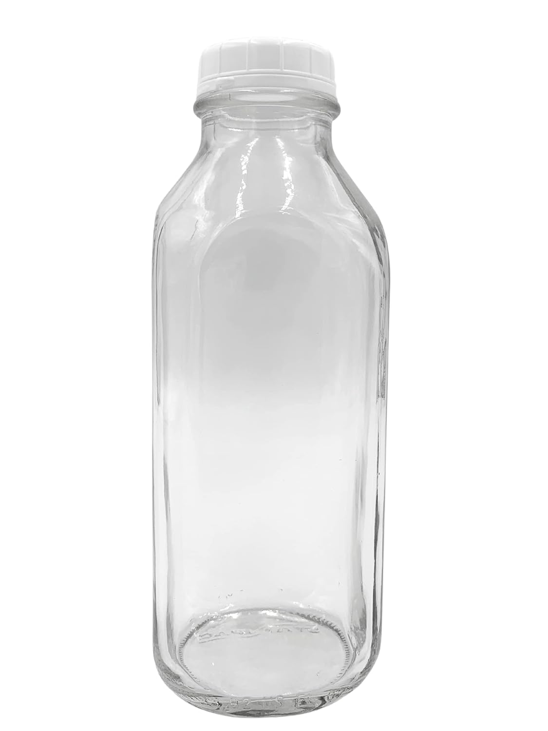 The Dairy Shoppe 1 (33.8 oz) LTR Glass Milk Bottle with Cap. Made in USA, Square Style