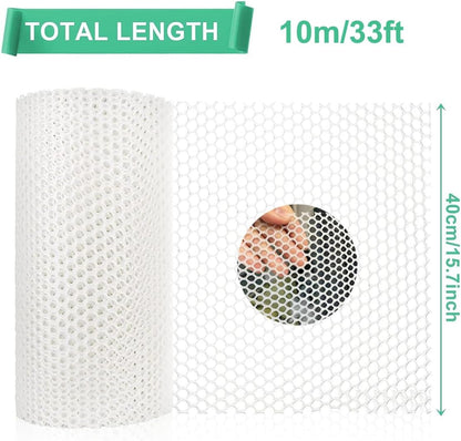 maebeacae 15.7INx33FT,Plastic Plastic Chicken Wire Fencing Fence Wire,Poultry Garden Netting,Poultry Netting, Mesh