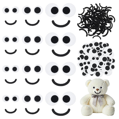 PH PandaHall 120 Sets Felt Eyes with Mouths 3 Sizes Round Craft Eye Felt Mouth Crochet Eyes Patches Black Craft Mouth Amigurumi Eye for Plush Animal Puppet Teddy Bear Crochet Crafts Making