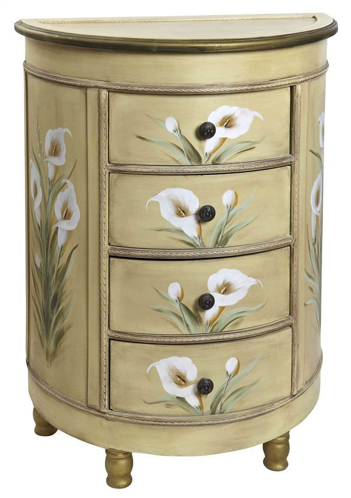 Nearly Natural Antique Accessory Table with Calla Lily Floral Art