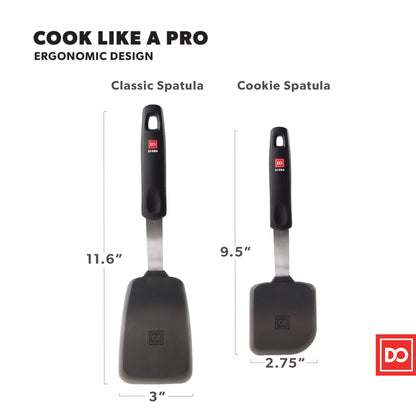 DI ORO Spatulas for Kitchen Use - Forever Warranty - 600°F Heat Resistance Silicone - Turner Spatula Set for Cooking - BPA Free Wide Pancake Spatulas - Egg Flippers for Nonstick Cookware Safe (2pc)