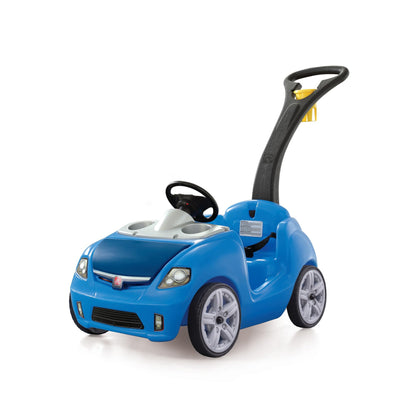 Step2 Whisper Ride II Kids Push Car, Ride-On Car with Seat Belt and Horn, Toddlers and Preschoolers Ages 18 Months–4 Years, Max Weight 50 lbs., Quick Fold Handle, Stroller Alternative, Blue