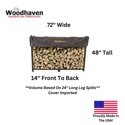 Woodhaven 6 Foot Heavy Duty, Made in the USA - Outdoor Firewood Storage Log Rack and Seasoning Cover Set - Metal Firewood Rack With Brown Powder Coat Finish (Cover)