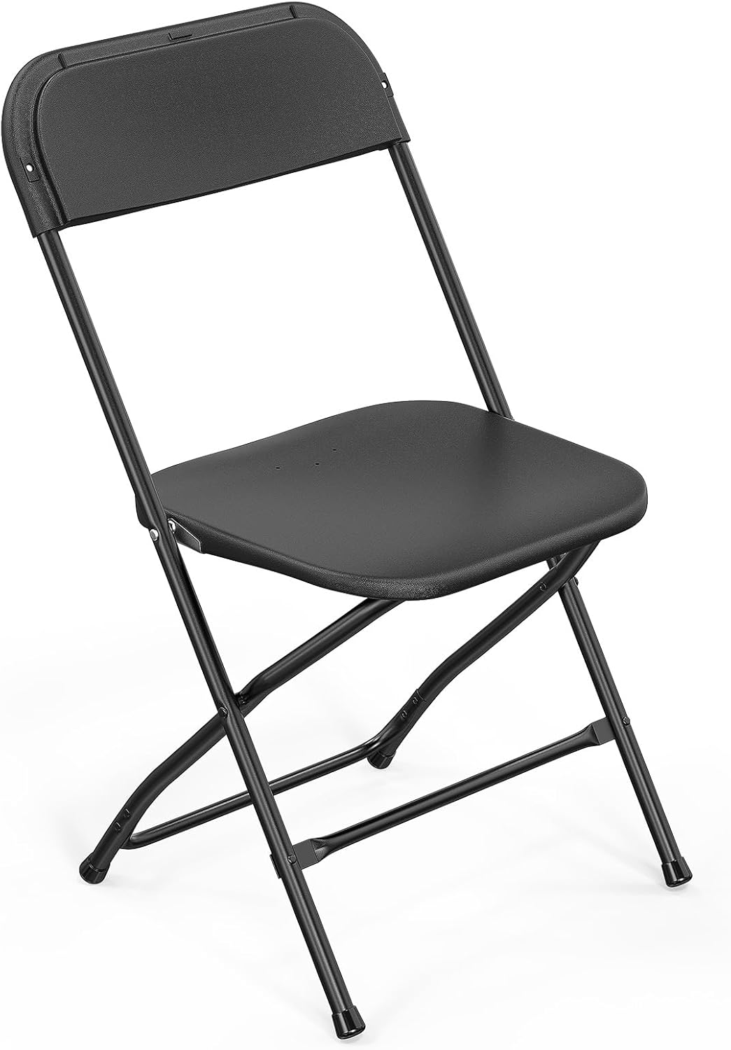 1 Pack Commercial 350lb. VINGLI Black Plastic Folding Chair, Indoor Outdoor Portable Stackable Seat with Steel Frame