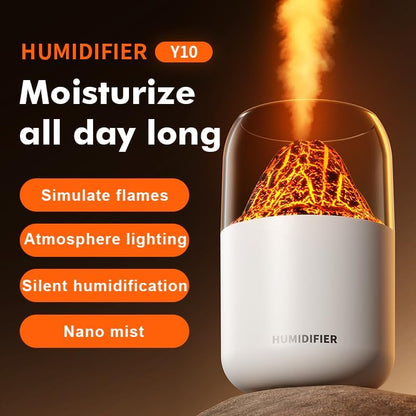 Portable Mini Volcano Humidifier, 300ml Small Cool Mist USB Personal Desktop Humidifier for Baby Bedroom Travel Office,