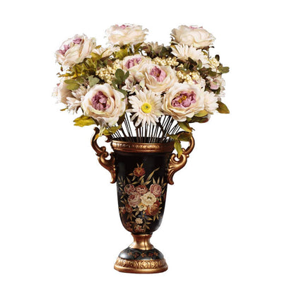 JIIPOREGJ Country Decoration Crafts Ornaments Retro Ceramic Vase High-Legged Ear Handcrafted 34.5Cm*14Cm