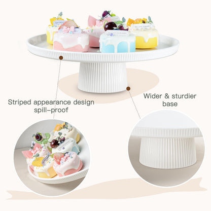 KOBIKOBI 13 Inch Ceramic Cake Stand with Pedestal - White Round Cake Plate for Dessert Table Display, Elevated Cupcake Stand for Wedding, Birthday, Baby Shower, Tea Party, Holiday Entertaining