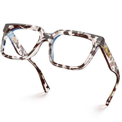 VISOONE Rectangle TR90 Blue Light Blocking Glasses Computer Eyewear with Preppy Look for Women and Men Cougar