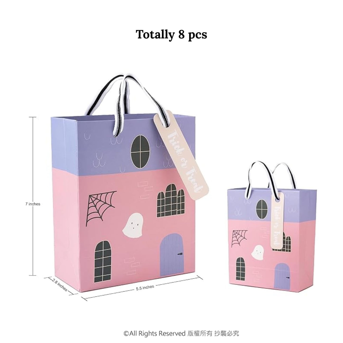 Cheerland Clearance Halloween Party Favor Paper Bags Pastel Pink Purple Hunted House Ghost Halloween Bags Trick or Treat Bag for Spooky Birthday Baby Shower Cosplay Christmas Bags Party Supplies