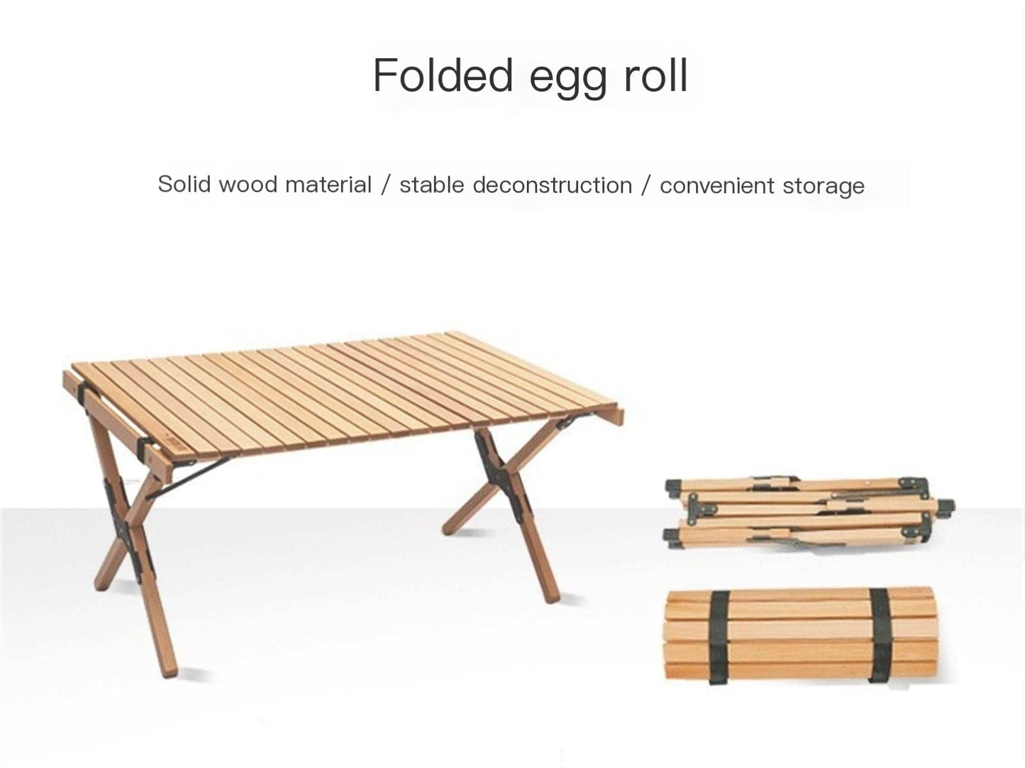 YFCDZVBH Portable Picnic Table, Solid Wood Egg Roll Table Outdoor Picnic Table (颜色 : Medium-Size)
