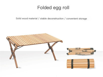YFCDZVBH Portable Picnic Table, Solid Wood Egg Roll Table Outdoor Picnic Table (颜色 : Medium-Size)