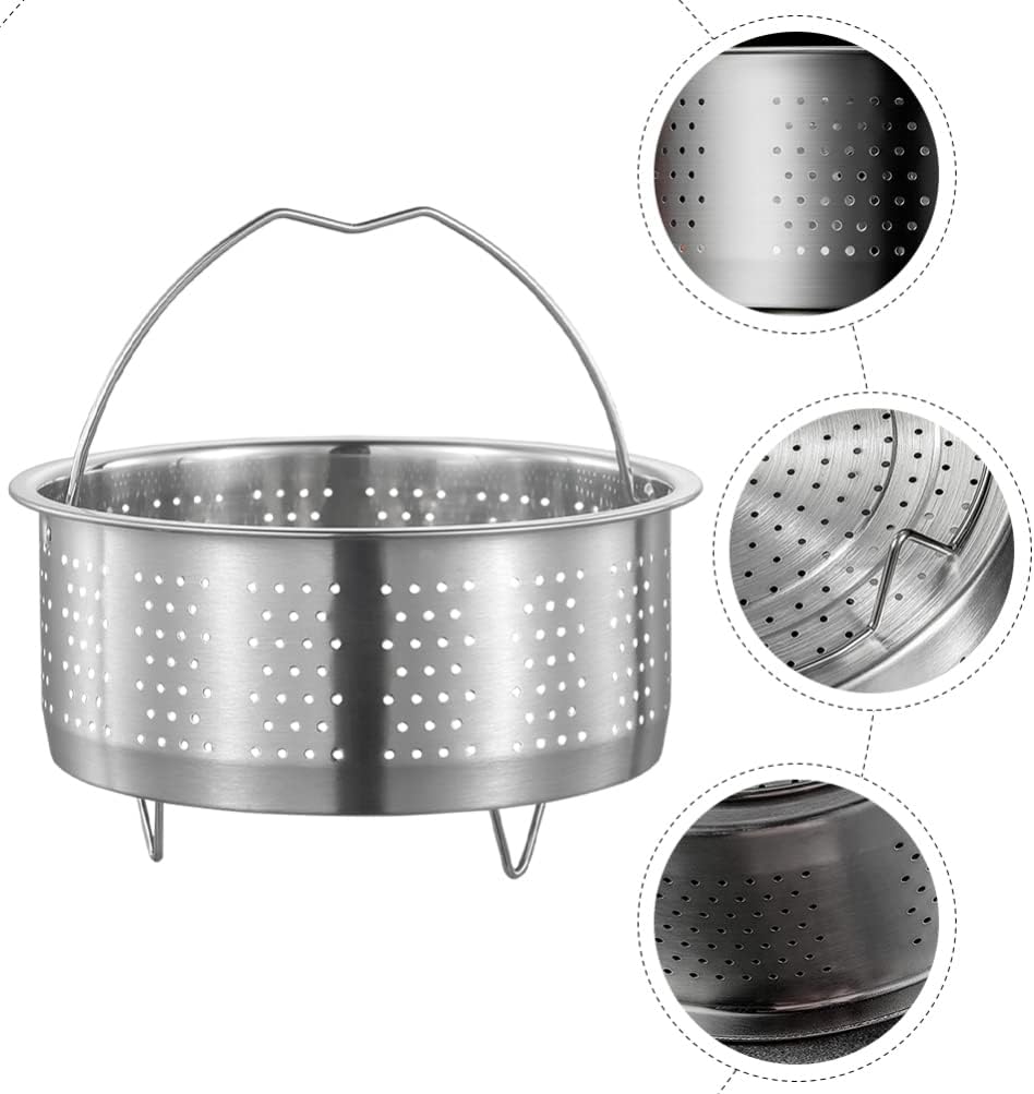Luxshiny Rice Cooker Steamer Basket with Handle, Stainless Steel for Steaming Food, Meat, Fish, Rice, Veggies