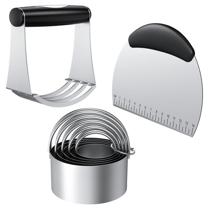 Frapkom Biscuit Cutter Set, Dough Blender, Pastry Cutter, Biscuit Cutter, Dough Cutter,Pastry Cutter Set, Round Sifter,Baking Dough Tools for Cooking Cookies (3 Pcs/Set)
