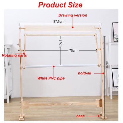 ntumLeap Cross Stitch Frame Adjustable Embroidery Stand, Wooden Frame Cross Stitch Floor Stand 360° Rotated Needlework Stand Holder Lap Table Craft Sewing Tool with Scroll Frame