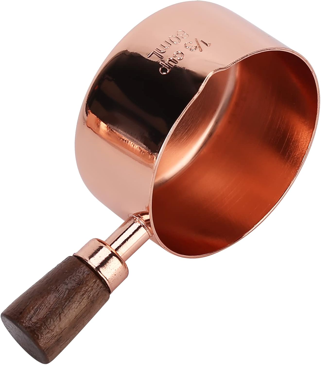 Rose Gold Stainless Steel Sauce Pan with Wooden Handle, 1/3 Cup Capacity