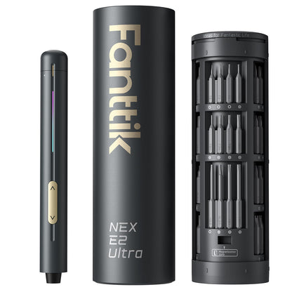 Fanttik E2 Ultra 3.7V Mini Electric Screwdriver, Cordless Screwdriver, Max 0.6N.m, 50 Magnetic Bits, 5/32'' Hex, Magnetic Storage, Repair Tool for Electronics, Camera, Laptop, and PC Build (Grey)