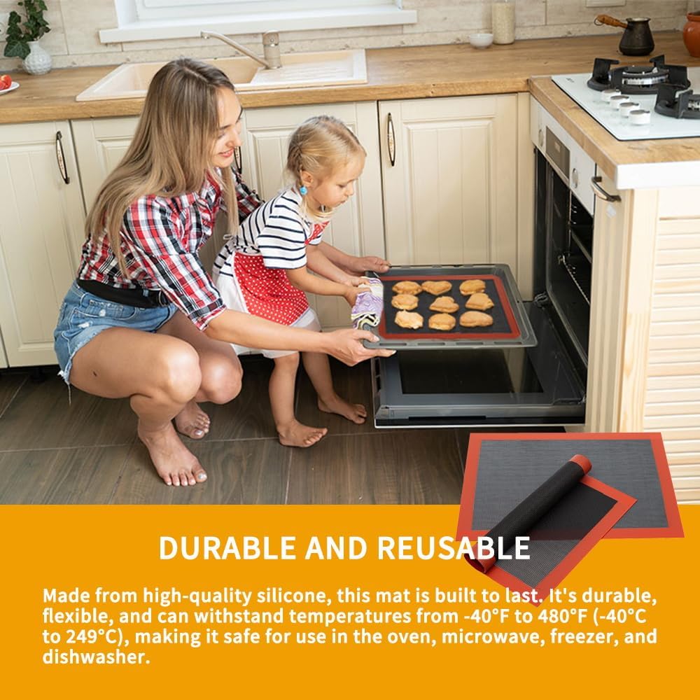 Professional Silicone Bread Baking Mat, Non Stick Oven Liner, Perforated Steaming Mesh, Half Sheet Size
