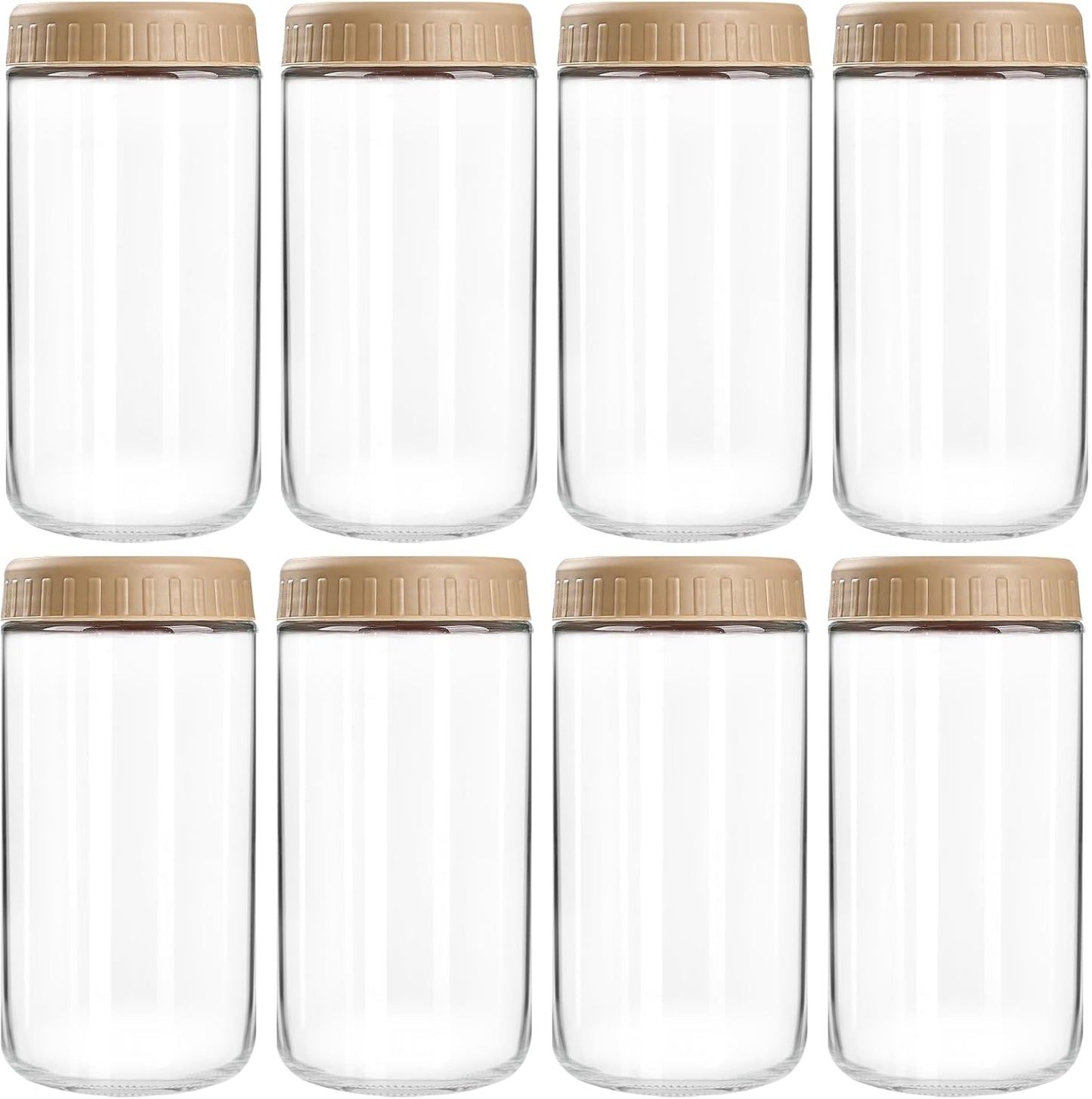 24oz 8 SHOWIN Overnight Oats Containers with Lids, Glass Jars with Lids pcs, Taffy, Wide Mouth Mason jars for Salad