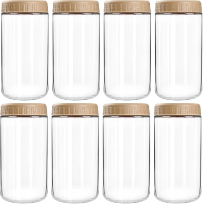 24oz 8 SHOWIN Overnight Oats Containers with Lids, Glass Jars with Lids pcs, Taffy, Wide Mouth Mason jars for Salad