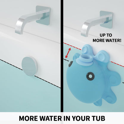 Bathtub Overflow Drain Cover - Silicone Bathroom Overflow Cover for Bath Tub, Bathroom Spa Accessories, Adds Inches of Water for Deeper Bath，Baby Blue
