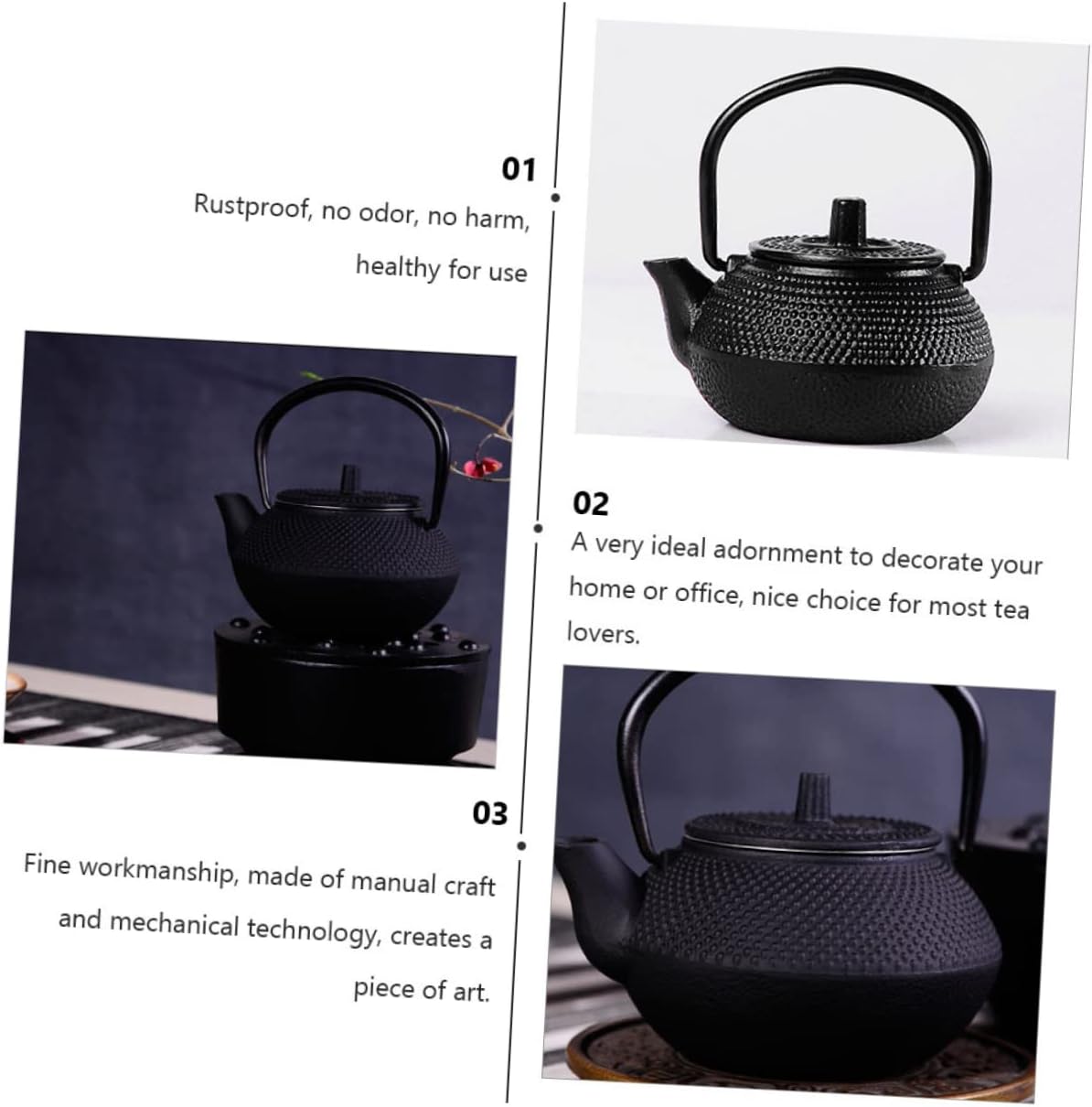 Cast Iron Teapot Tea Set - Japanese Mini Tea Pots, Espresso Kettle, Stainless Steel Small Tea Kettle Decoration