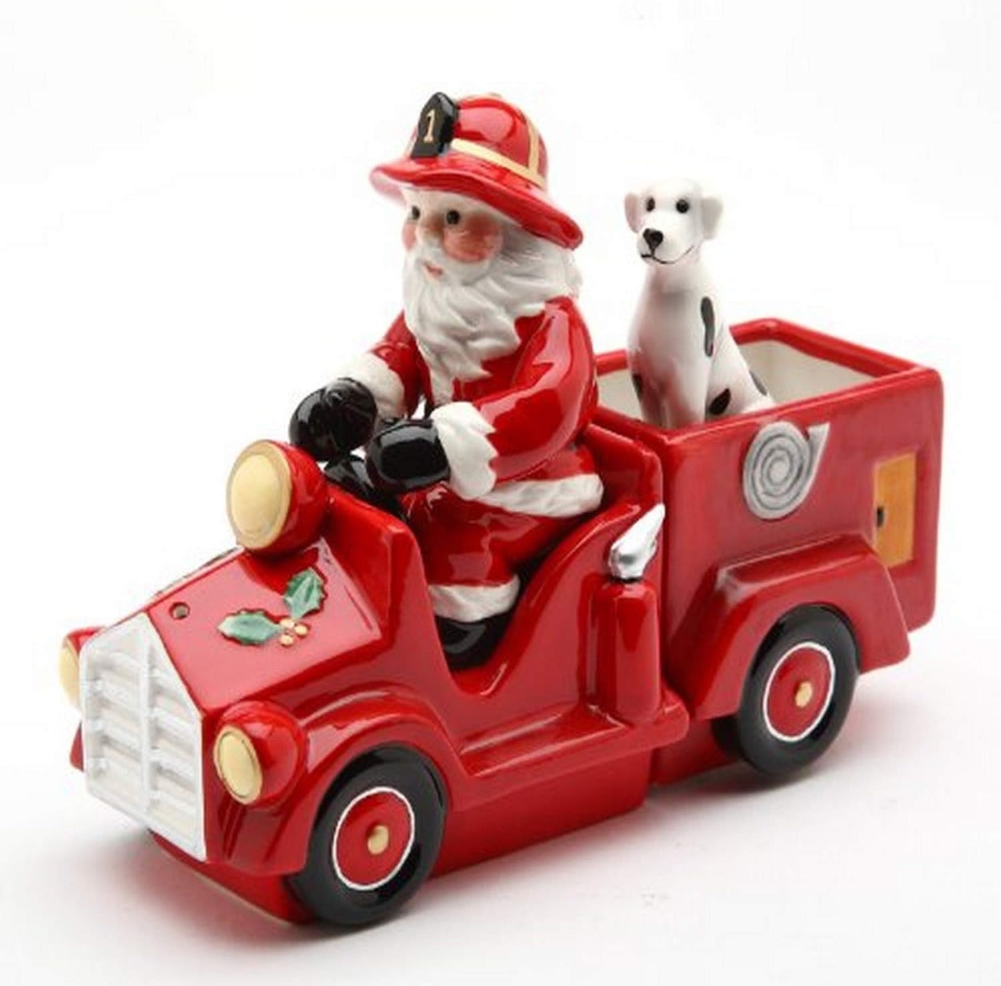 Cosmos Santa on Firetruck Salt and Pepper Set, 5.6-Inch Long