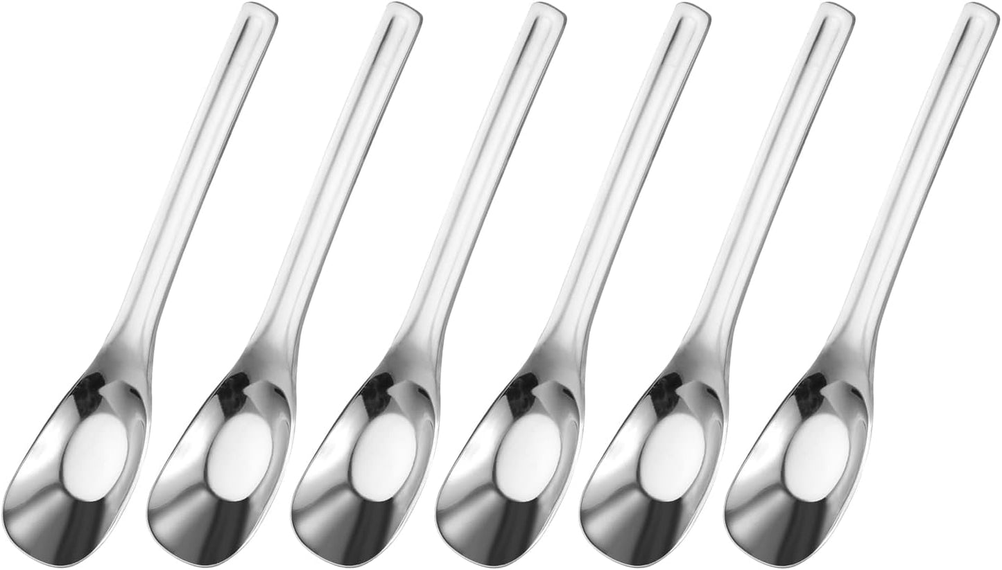 uxcell 6pcs Soup Spoons, 5.9 Inches 18/8 Stainless Steel Small Chinese Soup Spoon for Dessert and Cereal