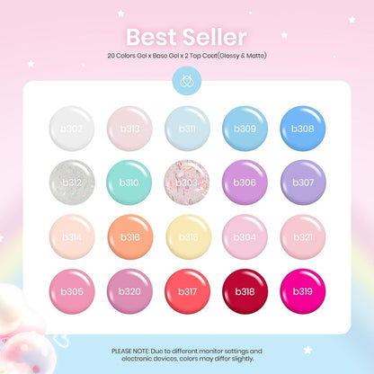 Beetles Gel Nail Polish Kit with U V Light - 80Pcs Fall Nail Fest Color Enchantment 55 Colors Gel Polish Starter Kit with Base Top Coat DIY Nails Stickers Manicure Tools Gift for Women Teens Girls