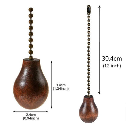 Akahttbn Ceiling Fan Chain Extenders - 12 Inch Walnut Wooden Pendant Pull Chain Extension for Ceiling Light Lamp - 2 Pcs (Bronze)