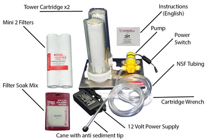 Fermtech Mini 2 Home Pro 10 Inch Cartridge Dual Liquid Filter System, Stainless Steel Wine Beer Mead Kombucha Filter Machine, Mini Jet Hydraulic Filtering Filtration Technology No Spill System