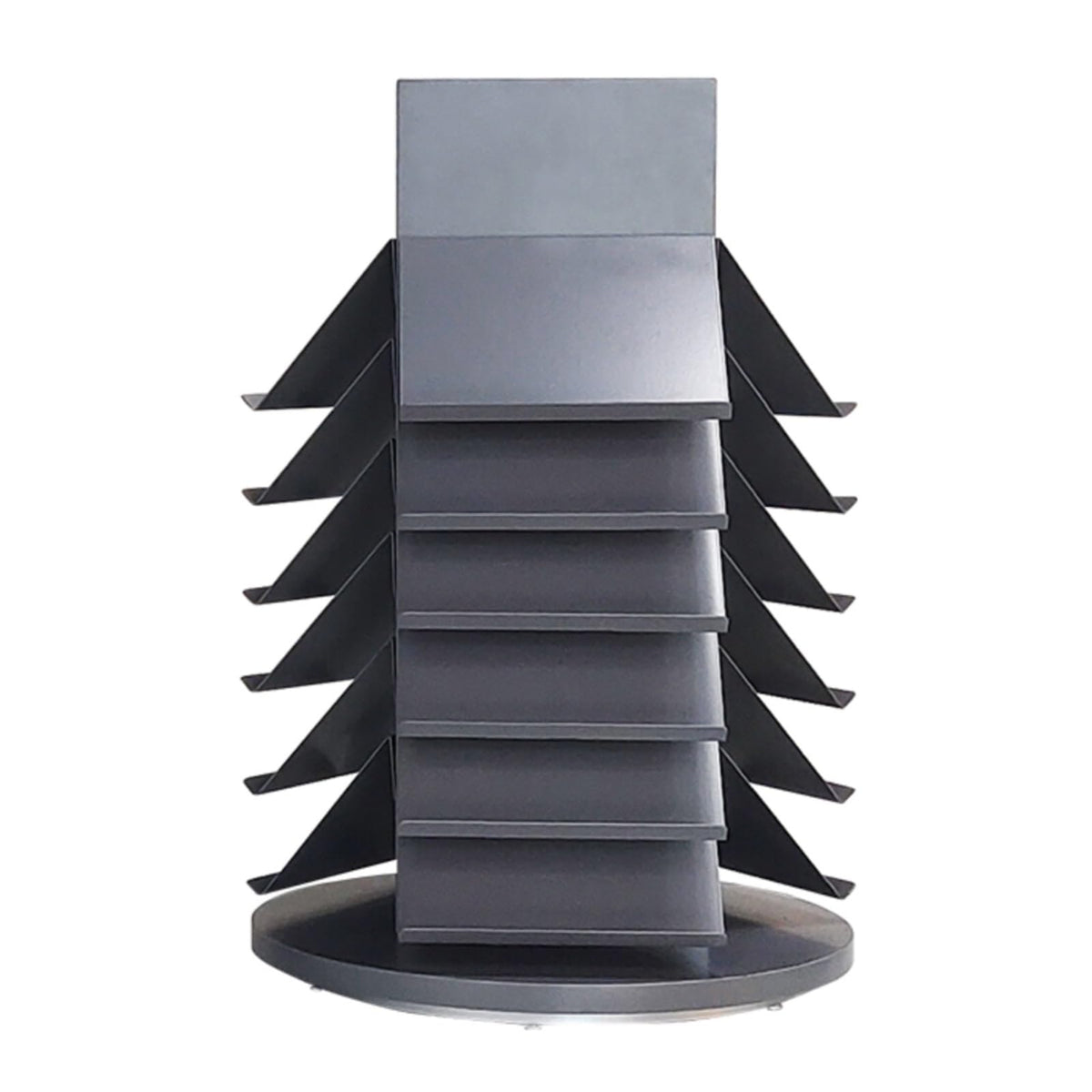 ZOCWJK Rotatable Marble Slab Display Stand, Gray Porcelain Rack with 18 Card Slots, Iron Tile Sample Holder, Wooden Floor Storage Shelf, Perfect for Showrooms and Reta,Black,Gray-40x40x59cm