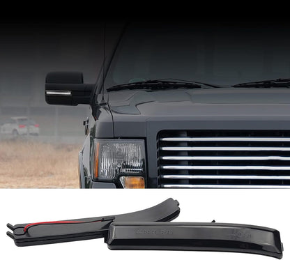 GTINTHEBOX Smoked Lens White LED Side Mirror Marker Turn Signal Light Lamp - Compatible with 2009-2014 Ford F150