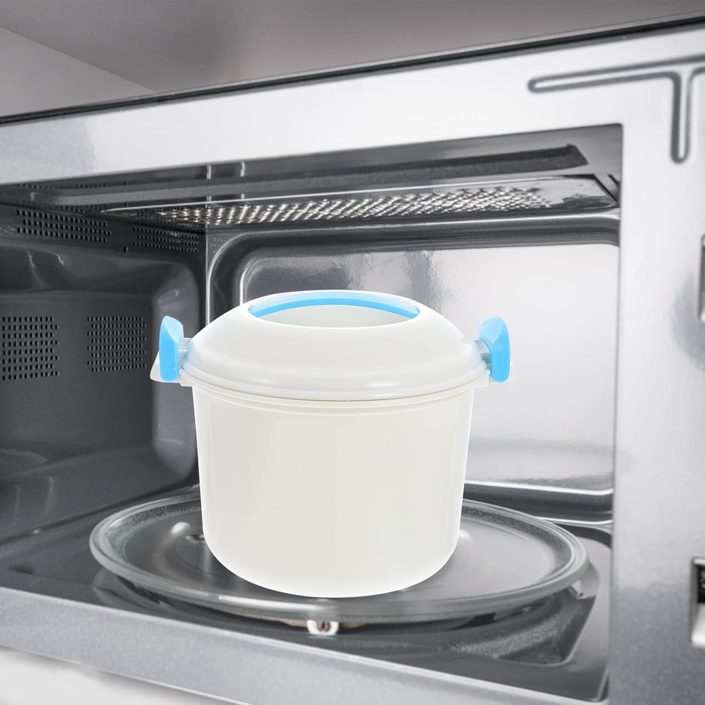 Microwave Rice Steamer Cooker with Double Vent Design for Convenient Steam Discharge, Small Rice Maker