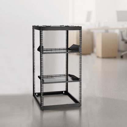 VEVOR 20U Server Rack, Open Frame Network Rack,4-Post Floor Standing or Wall Mounted, Includes 2PCS Vented 1U Rack Shelves & Mounting Hardware, Computer Wall Rack for 19" IT/AV Equipment
