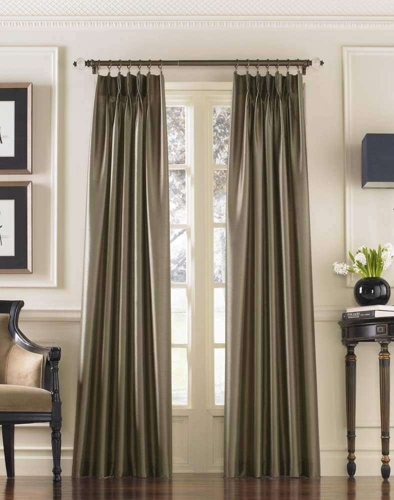 Curtainworks Marquee Faux Silk Pinch Pleat Curtain, 1 Panel, 30 by 84", Bronze