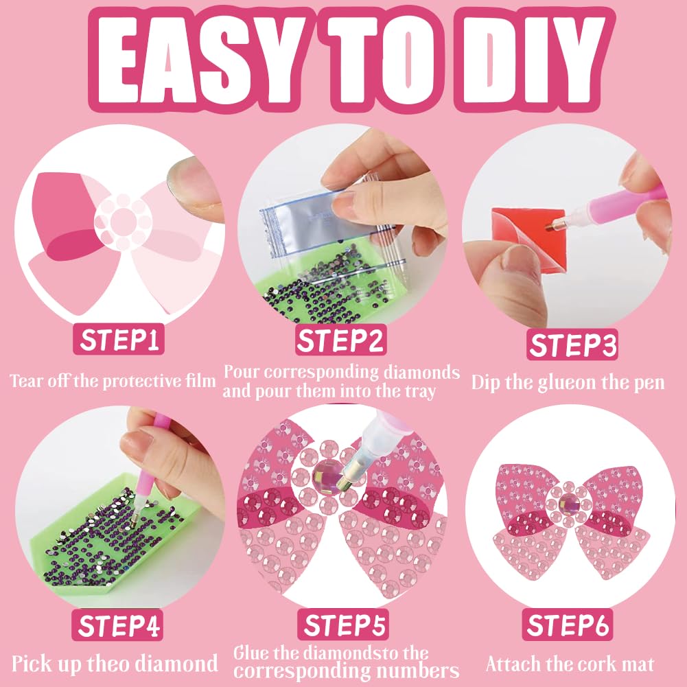 BEUNITONE Bow Diamond Art Earring Kit for Making Earrings - 12Pcs DIY Crystal Bow Shape Sequin Art Craft, Wearable Jewelry Making for Adults Women, Drop Dangle Earring Handmade Gifts for Birthdays