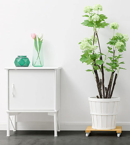 3 Pack 100 Lbs, 12 Inch Cedilis Plant Caddy, Bamboo Plant Stand with Rolling Wheels, Mobile Flower Pot Mover Roller
