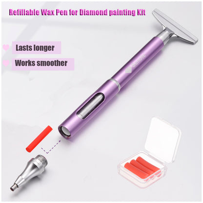 benote Diamond Art Painting Pen Refillable Wax Pen for Diamond Art Kit Accessories, Self-Stick Drill Pens with Metal Correction Plate for 5D Craft DIY Nail - B18