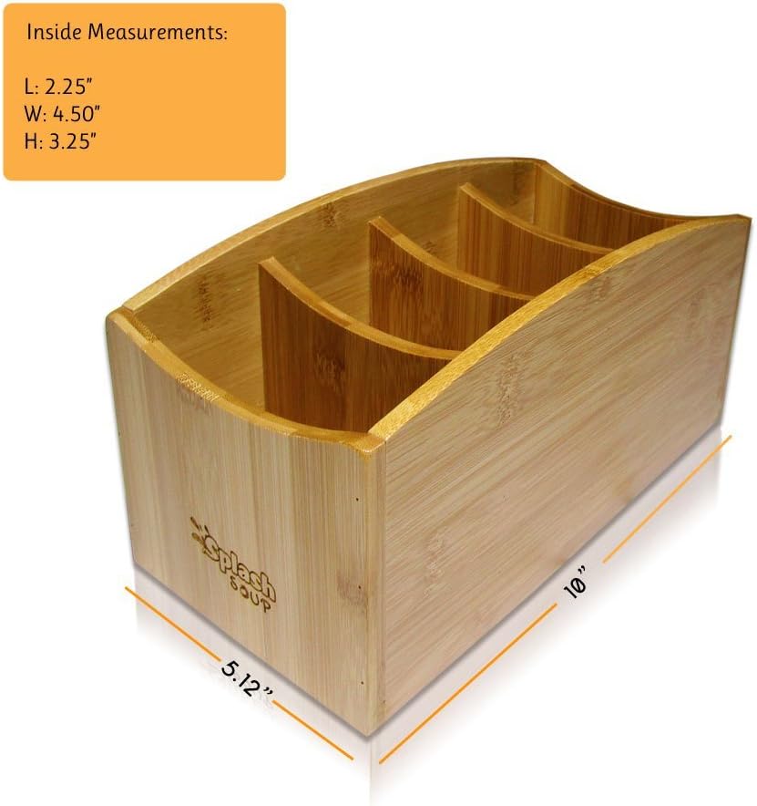 Natural Bamboo Organizer, Kitchen Counter Utensil Storage, Home Office Desk Caddy, Living Room Remote Holder