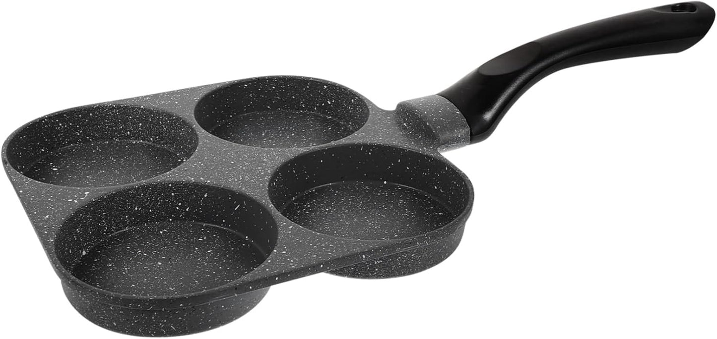 Cast Iron Skillet Egg Cooker Pan - 4 Egg Frying Pan, Non Stick Divided Grill Pan