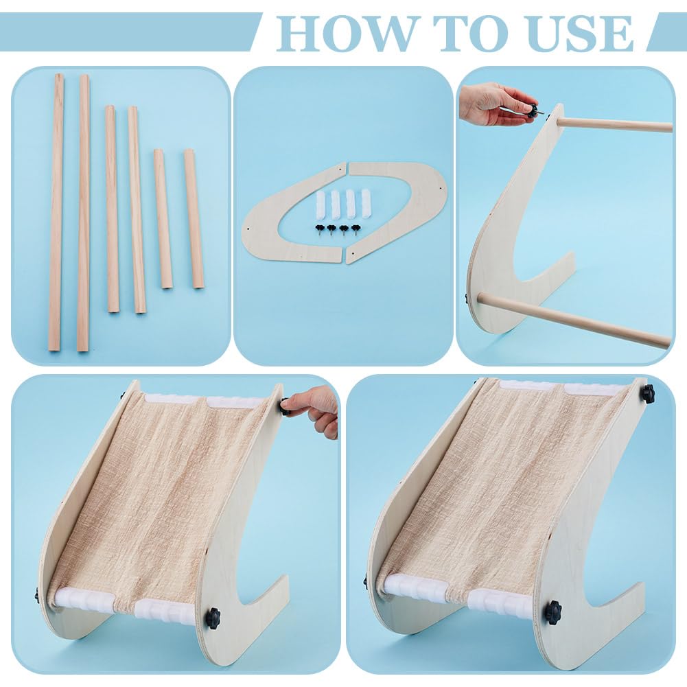 NBEADS Adjustable Embroidery Table Stand, Cross Stitch Hoop Stand Wooden Embroidery Hoop Holder for Lap or Table Top Cross Stitch Needlepoint Embroidery Tapestry 7.87/11.89/15.94inch