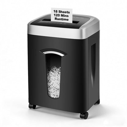 Wingwise 18 Sheets 120-Minute Paper Shredder, 7.9 Gallon Bin, P4 Cross-Cut Heavy-Duty Shredder for Home & Office Use