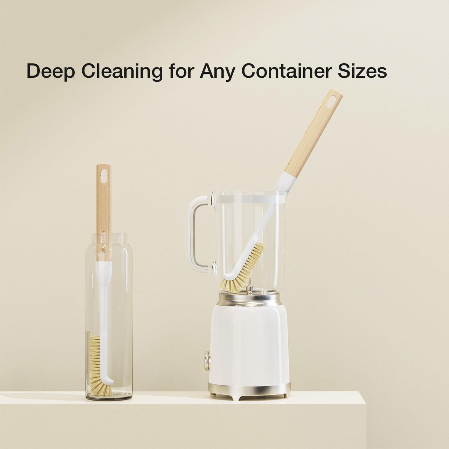 Cleaning Brush, Diveotree Hard Bristle Brush for Deep Cleaning Grout, Sink, Cup, Teapot, Bottle, Blender, Multi-Purpose Brush wih Long Handle for Kitchen (White)