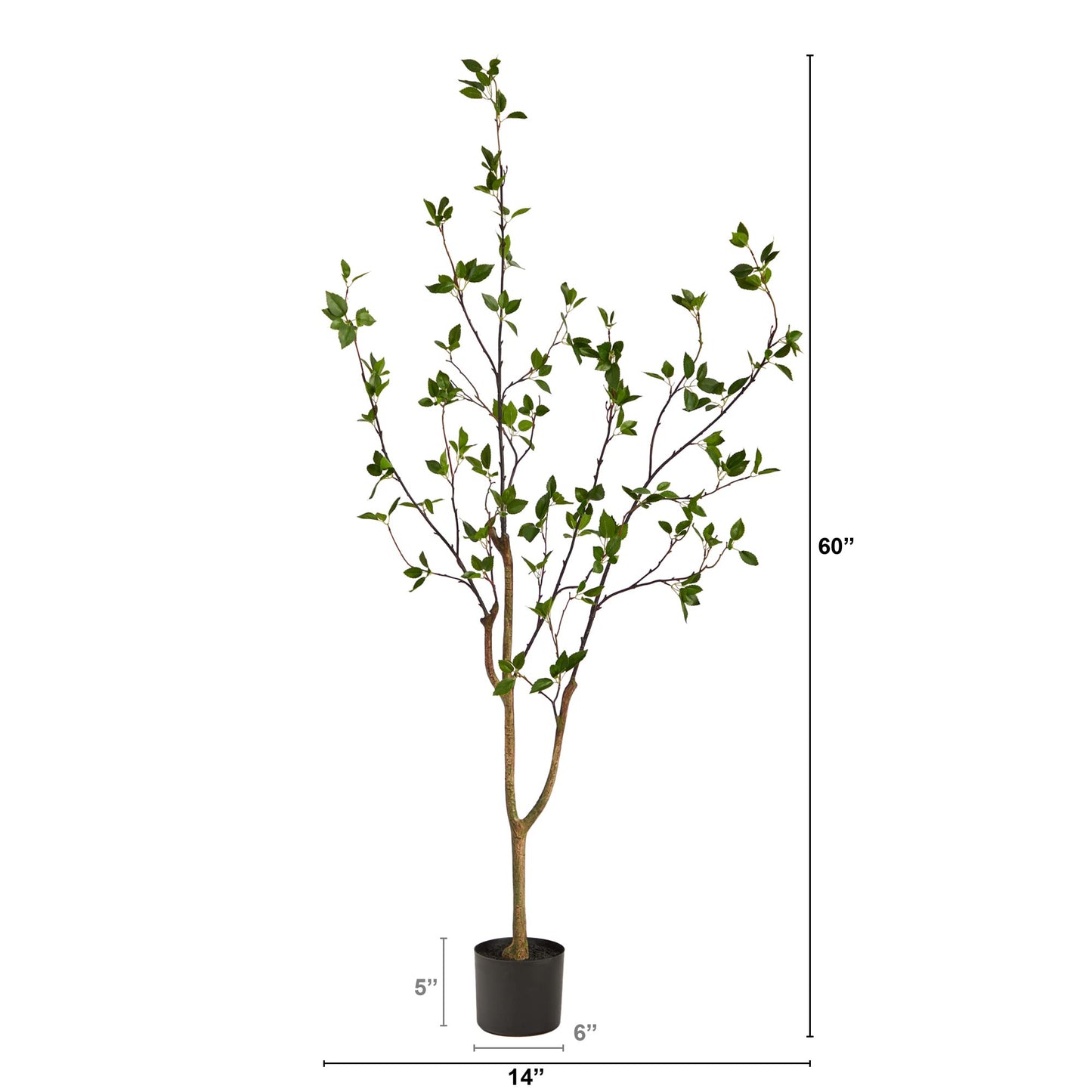 Nearly Natural 5ft Citrus Artificial Tree with Bendable Branches, Realistic 60in Minimalist Fake Tree with Nursery Planter for Indoor Home Decor, Living Room, and Office Decor