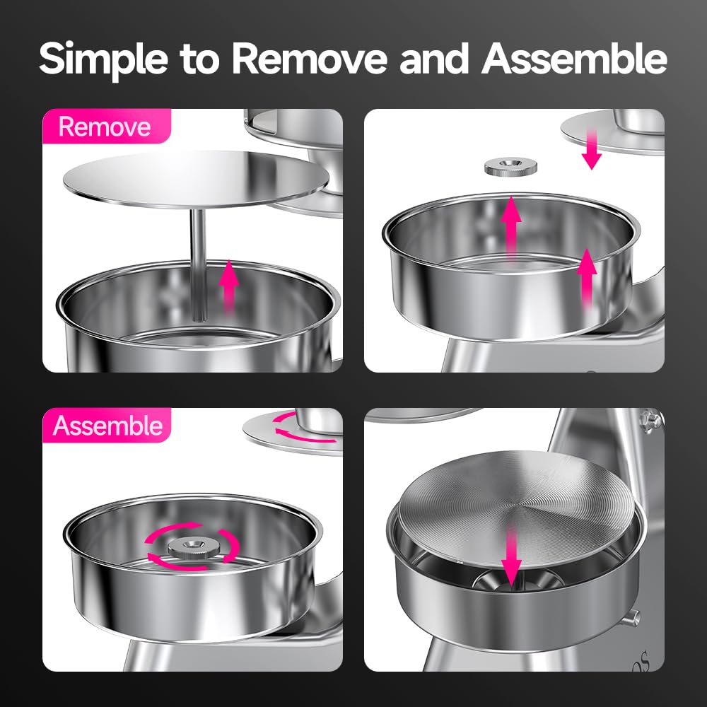 BOOROS Commercial Burger Patty Maker 3 in 1 Stainless Steel Burger Press 4/5/6 Inch Hamburger Press Patty Maker, Easy to Clean,Comes Equipped with 1200 Pcs Patty Papers for Beef Pork Chicken Patty