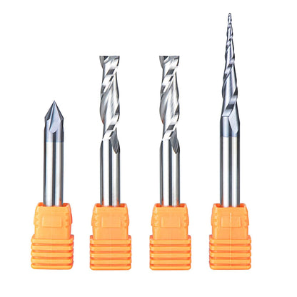 SpeTool CNC Router Bits Carving Set for Wood Profile V Groove Engraving Solid Carbide 1/4 Inch Shank