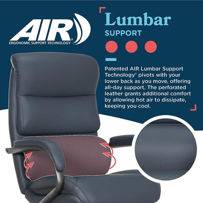 Living Style LaZboy Aberdeen Ergonomic Bonded Leather Swivel Executive Chair, Dark Blue