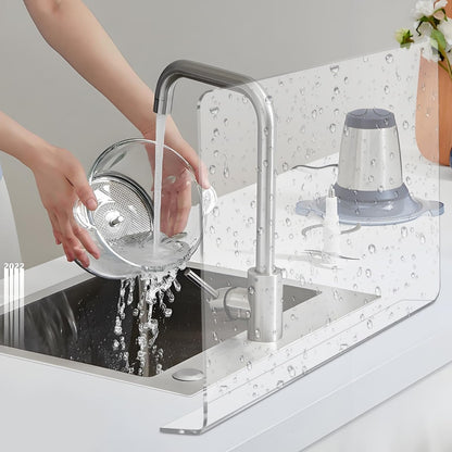 Cabilock Kitchen Sink Splash Guard 15.75X8.27 Inch Clear Acrylic Water Barrier for Bathroom and Kitchen Countertop Splash Prevention