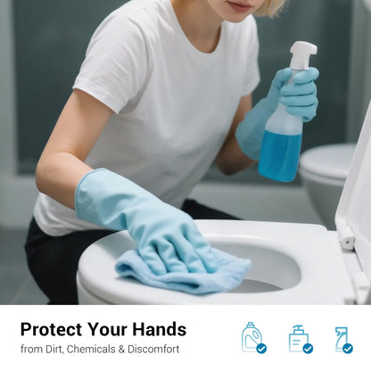 ThxToms 4 Pairs Reusable Rubber Gloves, 13" Natural Latex, 10mil Thick Heavy Duty Dishwashing & Cleaning Gloves, Non-Slip Grip, Multi-Color, Ideal for Kitchen, Bathroom, Car, & Garden Cleaning, Medium